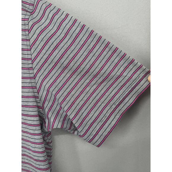 Peter Millar Seaside Wash Polo Mens Medium Blue Stripe Short Sleeve Preppy - Picture 4 of 12